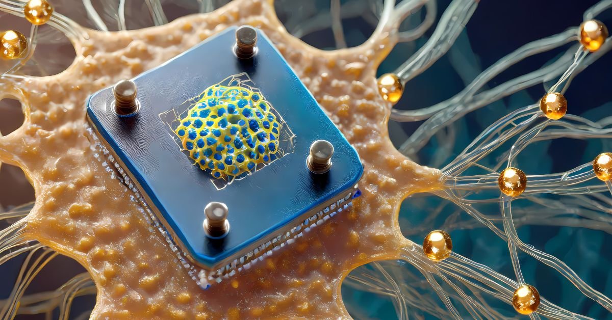 Neuralink device with flexible electrodes connecting human brain signals to a computer interface