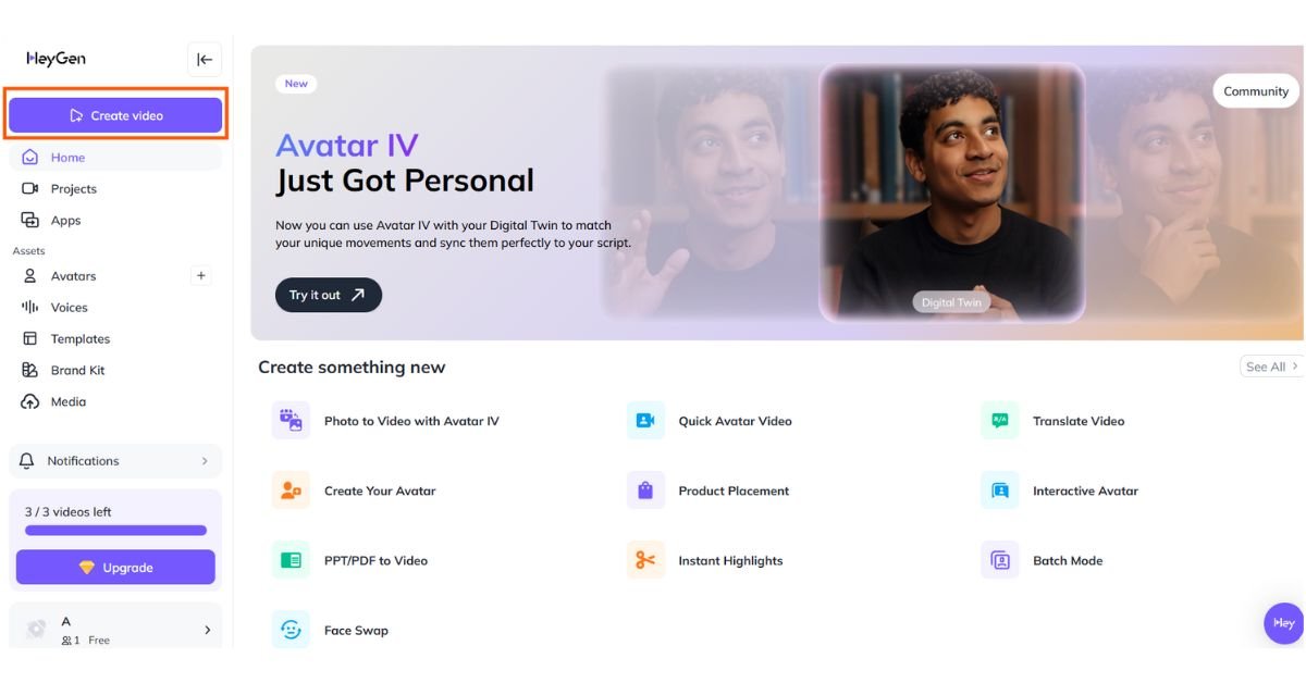HeyGen AI video generator interface showing avatar customization.