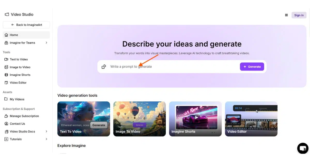 Synthesia AI video generator interface showing avatars and script input.