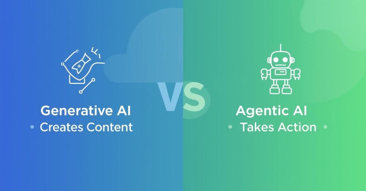 Comparison chart of generative AI vs agentic AI.