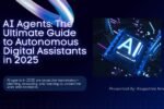 Featured graphic for AI Agents guide showing futuristic assistants boosting productivity and creativity.