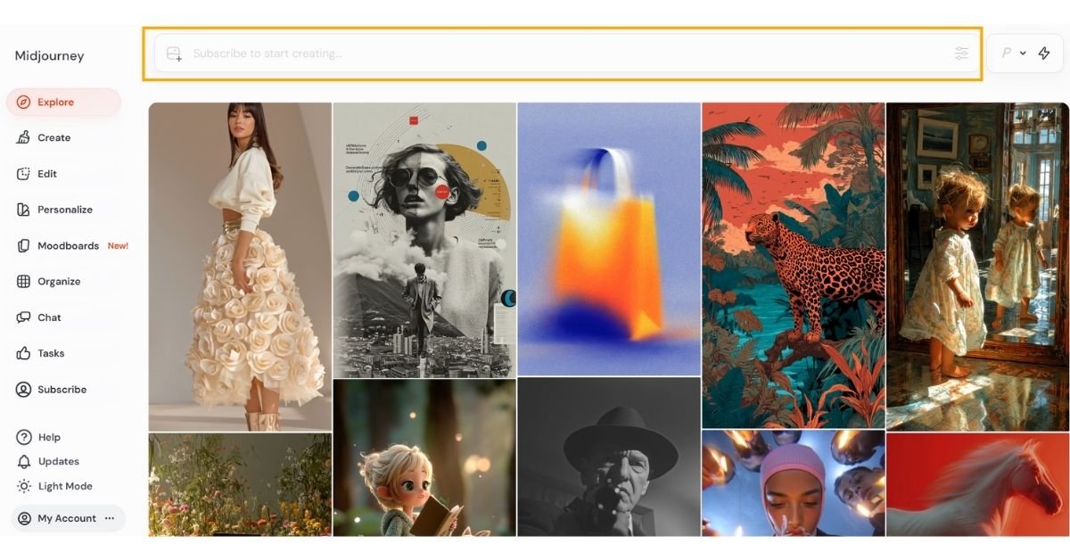 Person generating creative digital art using MidJourney AI tool.