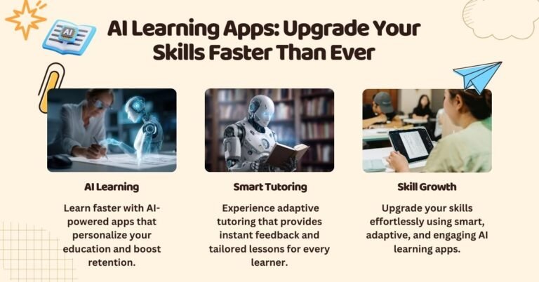 Illustration showing a person interacting with multiple AI learning apps for skill enhancement.