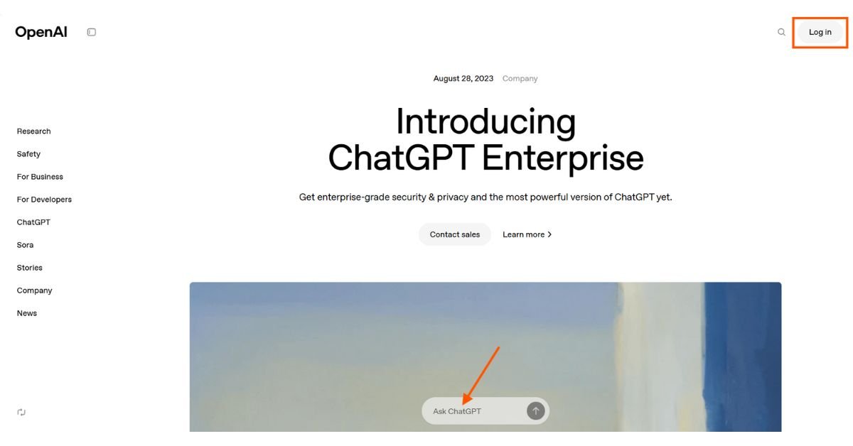 Screenshot of ChatGPT Enterprise interface showing AI chat dashboard.