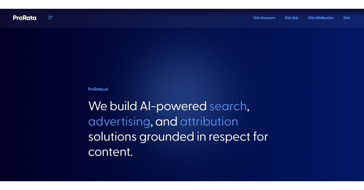 Top 7 AI Tools for Businesses: Screenshot of ProRata.ai search results showing AI content summaries